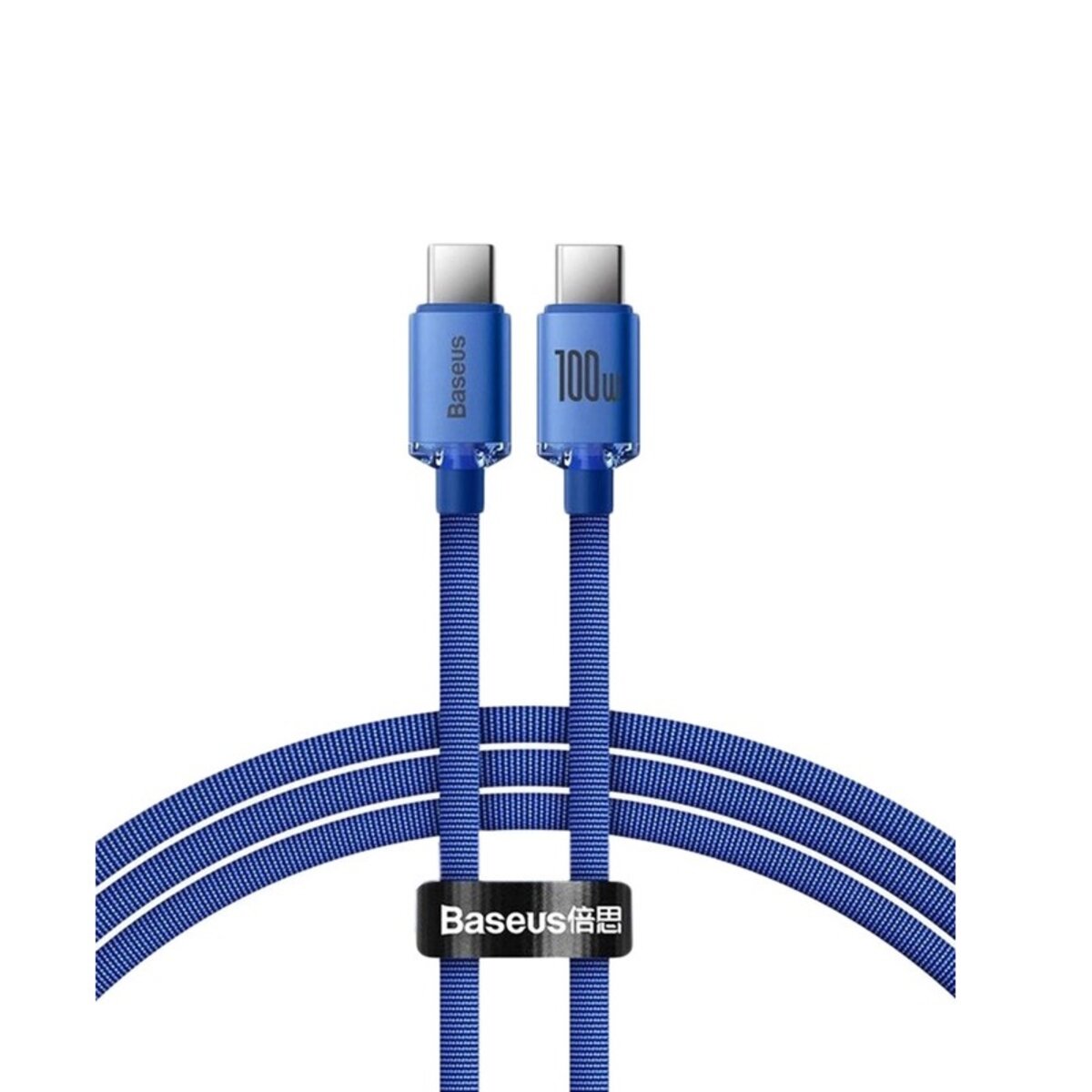 Кабель Baseus Crystal Shine Series Fast Charging Data Cable Type-C to Type-C 100W 1.2m Blue на картинке №1