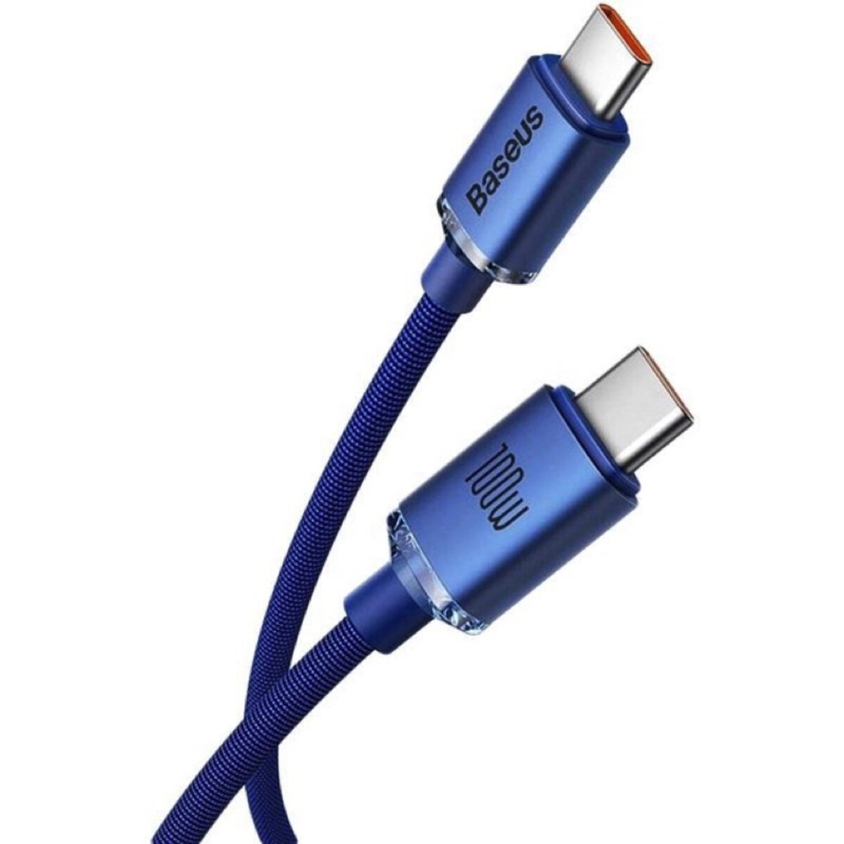 Кабель Baseus Crystal Shine Series Fast Charging Data Cable Type-C to Type-C 100W 1.2m Blue на картинке №3