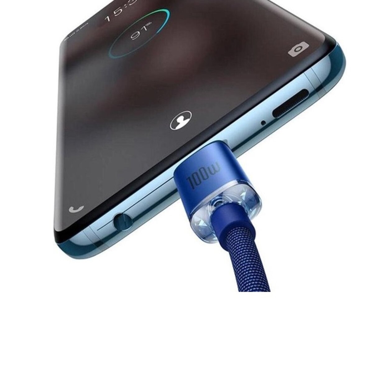 Кабель Baseus Crystal Shine Series Fast Charging Data Cable Type-C to Type-C 100W 1.2m Blue на картинке №4