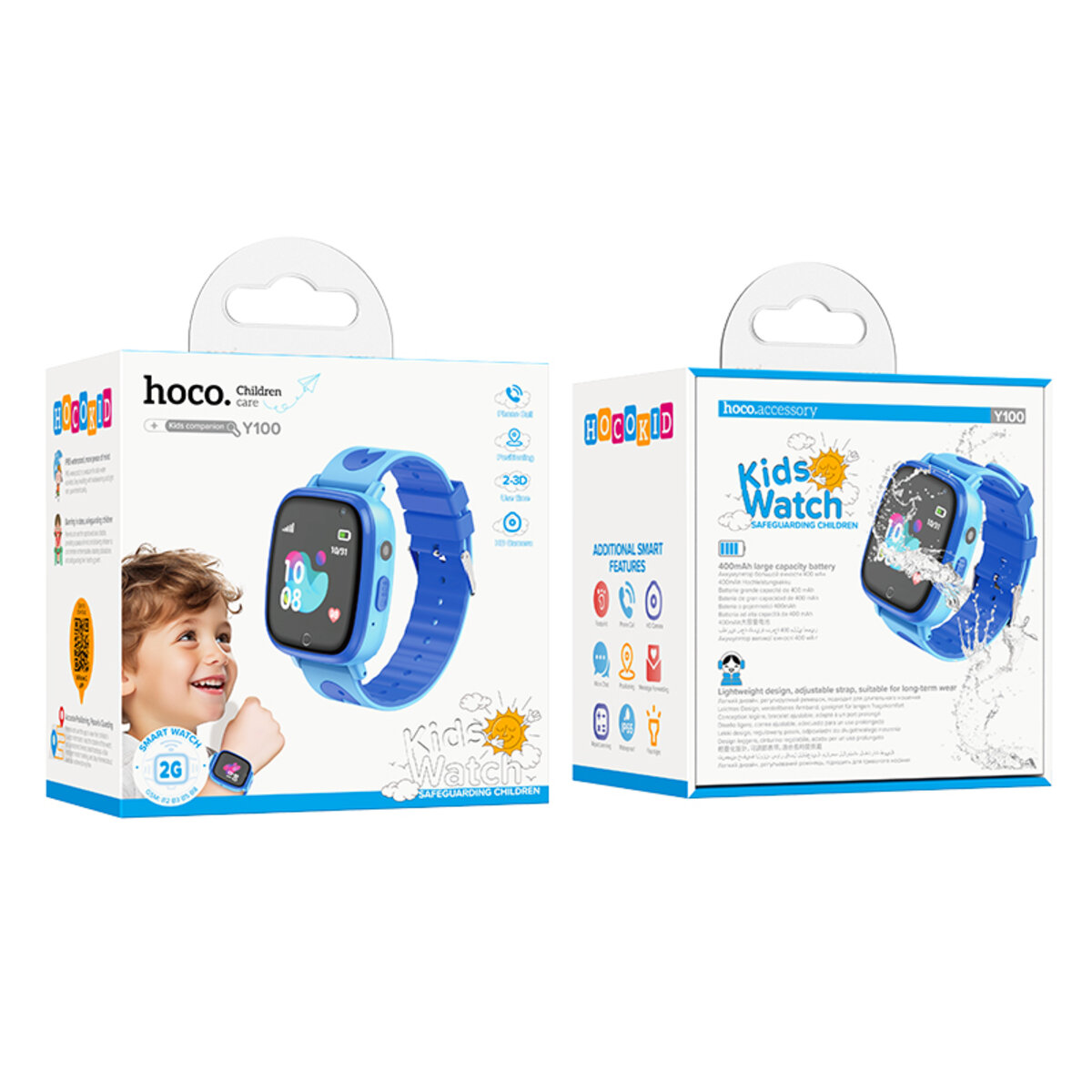 Дитячий cмарт-годинник Hoco Y100 children watch with call function Blue Фотографія №2 Дитячий cмарт-годинник Hoco Y100 children watch with call function Blue на малюнкі №2