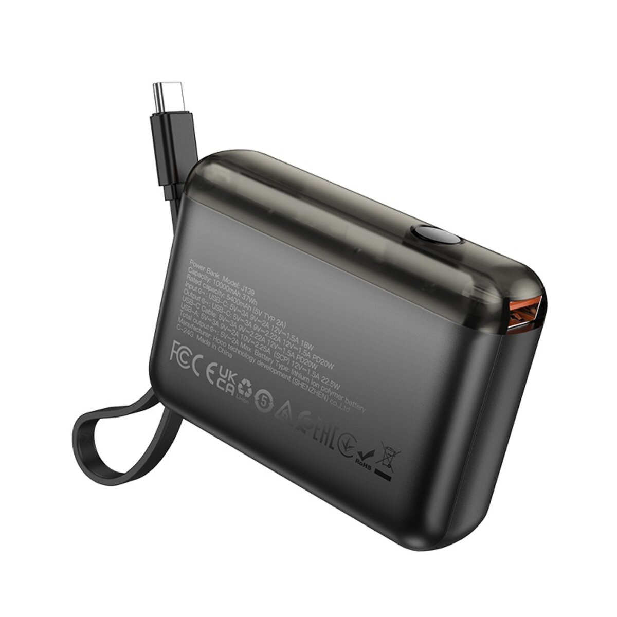 Зовнішній акумулятор HOCO J139 Hero 22.5W+PD20W fully compatible power bank(Type-C)(10000mAh) Black (6942007636483) на картинке №3