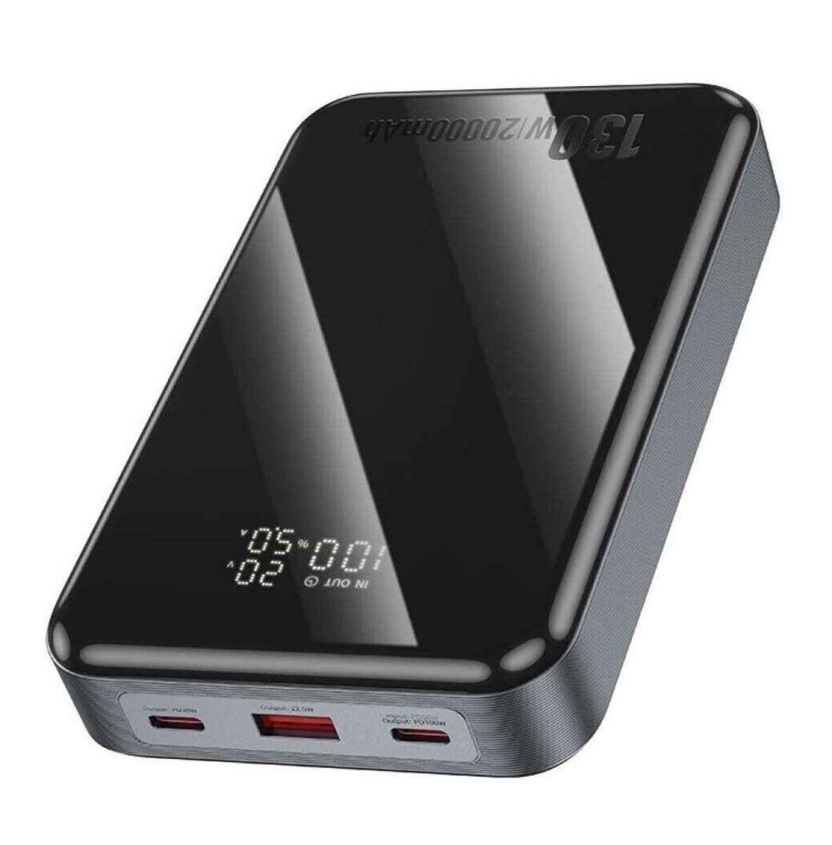 Зовнішній акумулятор HOCO Q30A Fast charge 130W power bank(20000mAh) Metal Gray (6942007634069) на картинке №5