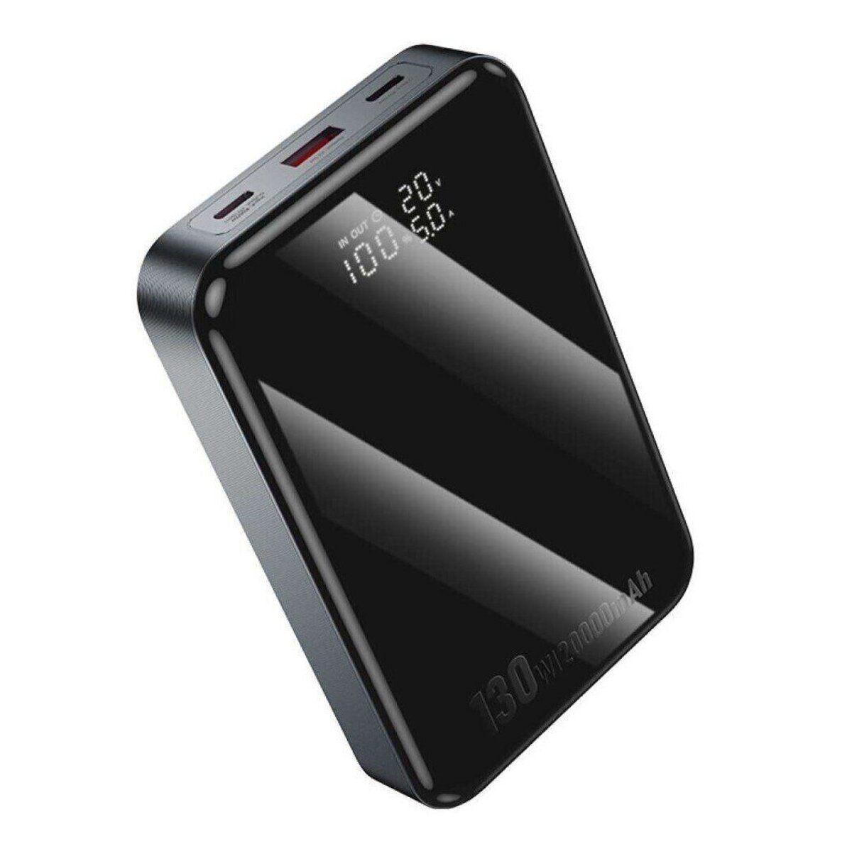 Зовнішній акумулятор HOCO Q30A Fast charge 130W power bank(20000mAh) Metal Gray (6942007634069) на картинке №4