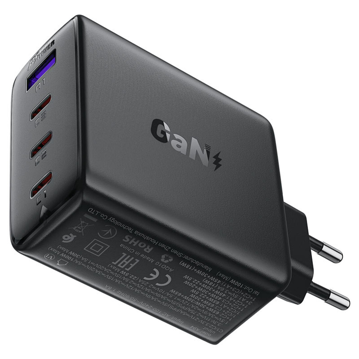 Мережевий зарядний пристрій ACEFAST A94 PD100W GaN (3*USB-C+USB-A) charger  Black на малюнкі №5