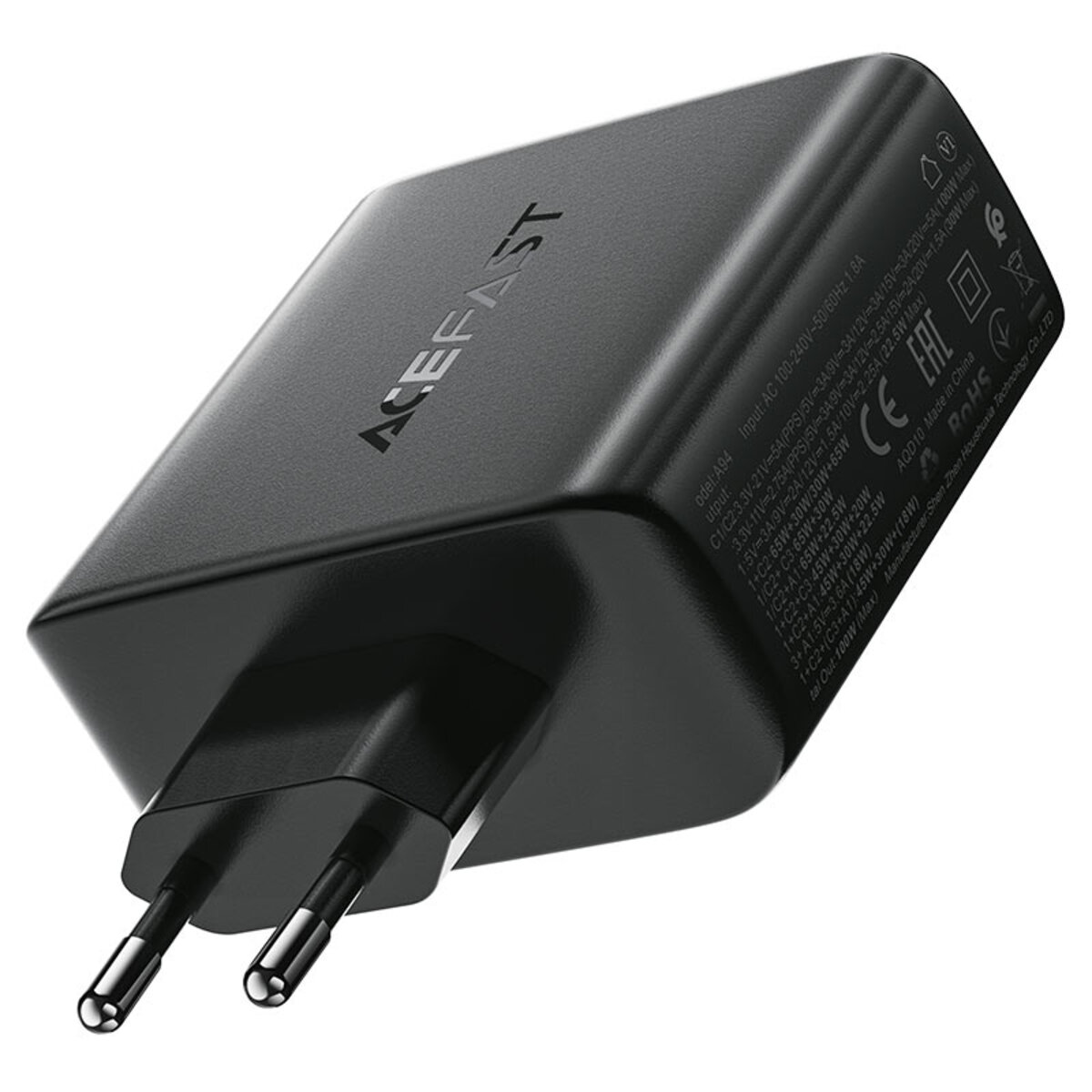 Мережевий зарядний пристрій ACEFAST A94 PD100W GaN (3*USB-C+USB-A) charger  Black на малюнкі №4