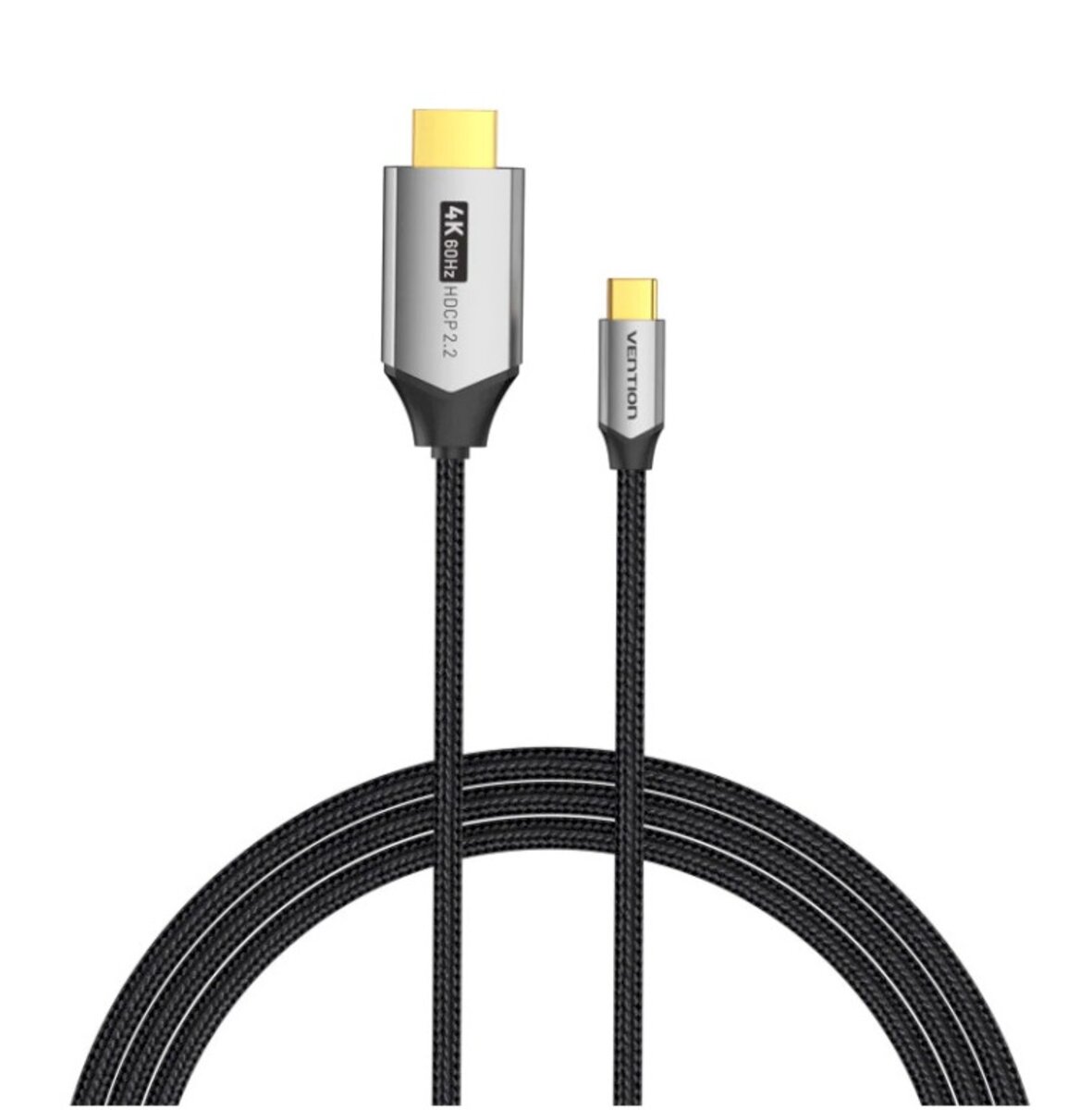 Кабель Vention Cotton Braided USB-C to HDMI Cable 1.5M Black Aluminum Alloy Type на малюнкі №2