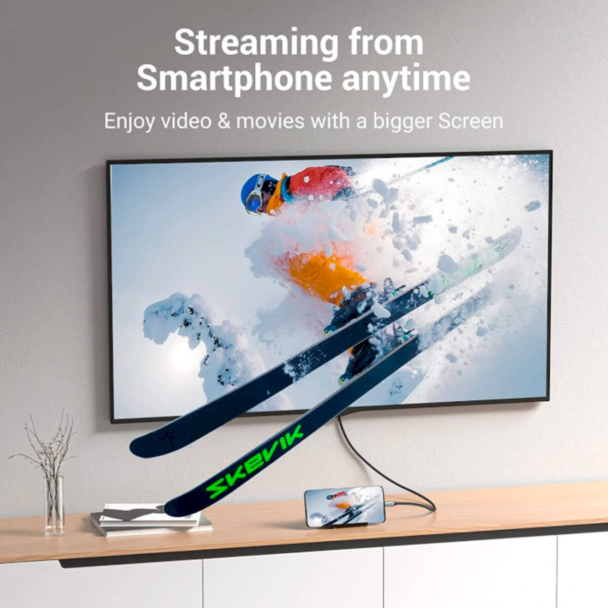 Кабель Vention Cotton Braided USB-C to HDMI Cable 1.5M Black Aluminum Alloy Type на малюнкі №4