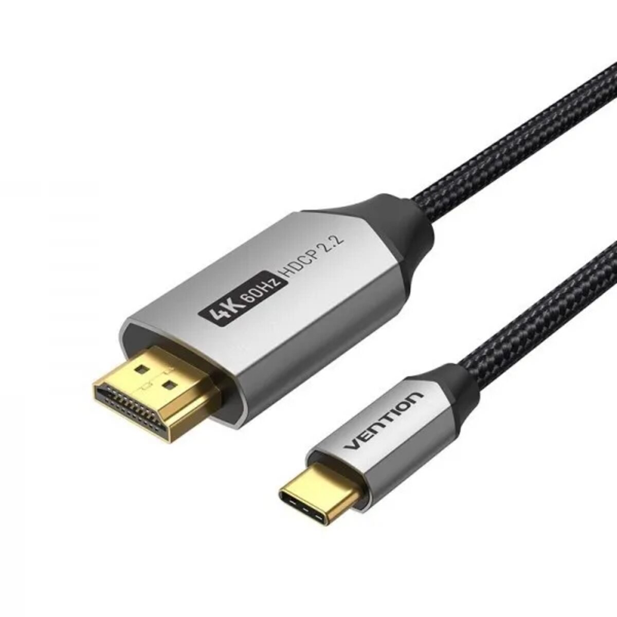 Кабель Vention Cotton Braided USB-C to HDMI Cable 1.5M Black Aluminum Alloy Type на малюнкі №1