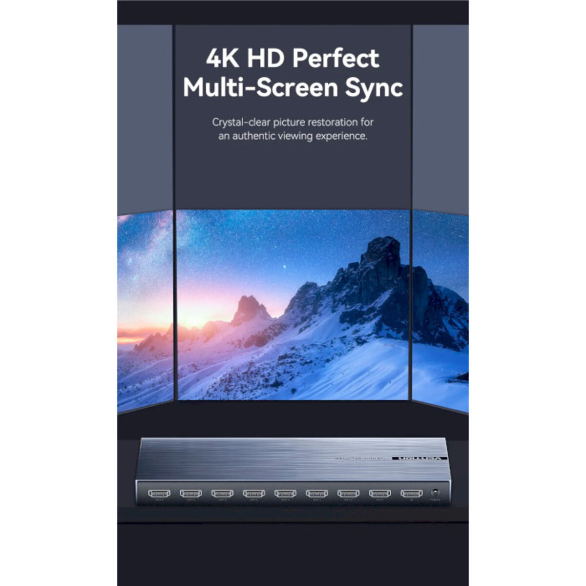 Сплітер Vention 4K 1x8 HDMI Splitter Black Aluminum Alloy Type EU Standard (AKQB0-EU) Фотографія №6 Сплітер Vention 4K 1x8 HDMI Splitter Black Aluminum Alloy Type EU Standard (AKQB0-EU) на малюнкі №6