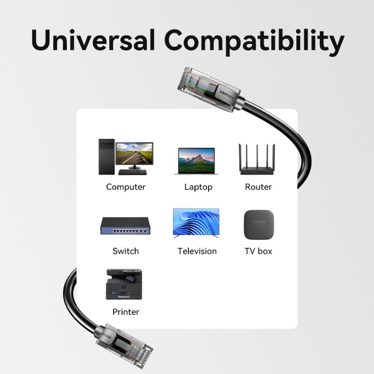 Мережевий кабель Vention Cat5e UTP Ethernet Patch Cable 1.5M Black (IABBG) на картинке №2