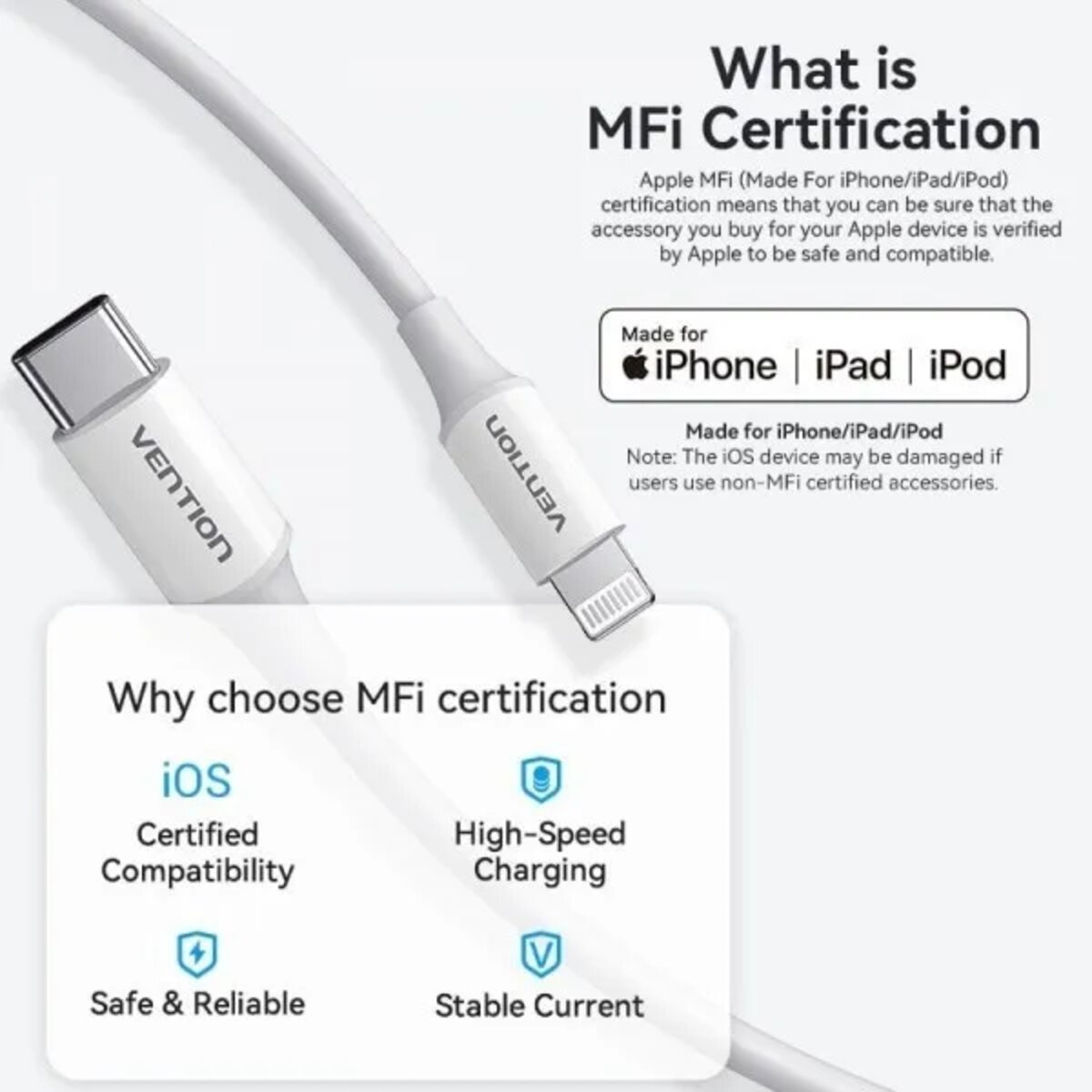 USB 2.0 Type-C Male to Lightning Male 3A Cable 1M White PVC Type (LAKWF) Фотографія №3 USB 2.0 Type-C Male to Lightning Male 3A Cable 1M White PVC Type (LAKWF) на малюнкі №3