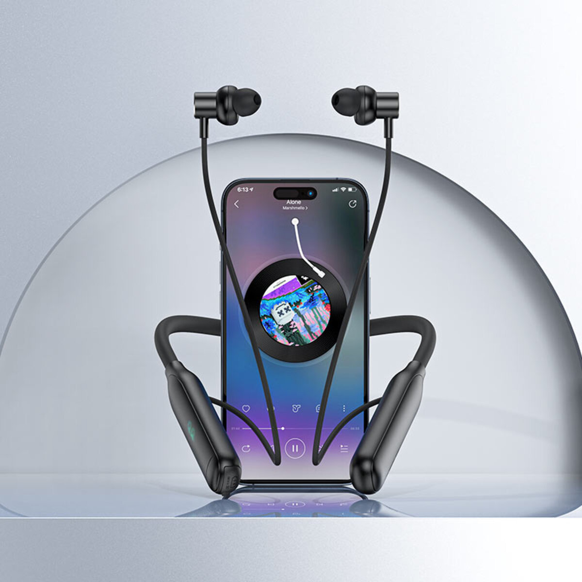 Бездротові навушники ACEFAST N4 neck hanging wireless earphones Black (6974316283607) на картинке №6