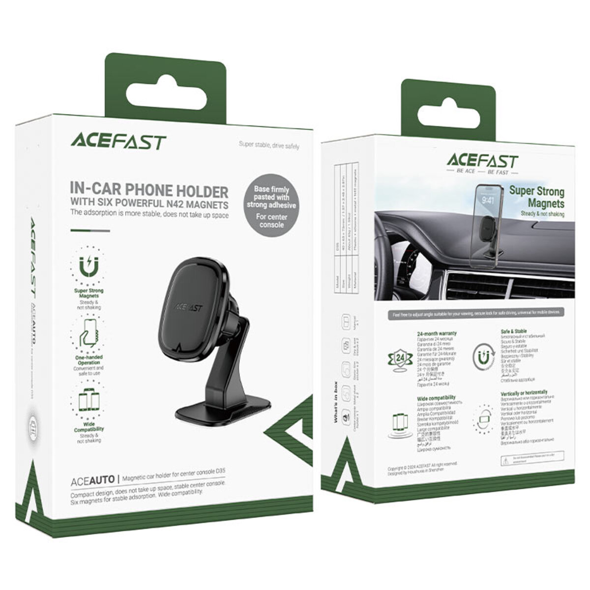 Автотримач для телефона ACEFAST D35 center console magnetic car holder Black (6974316282327) на картинке №2