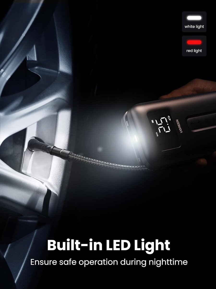 Автомобільний насос UGREEN Portable Tire Inflator (UGR-15951) на картинке №5