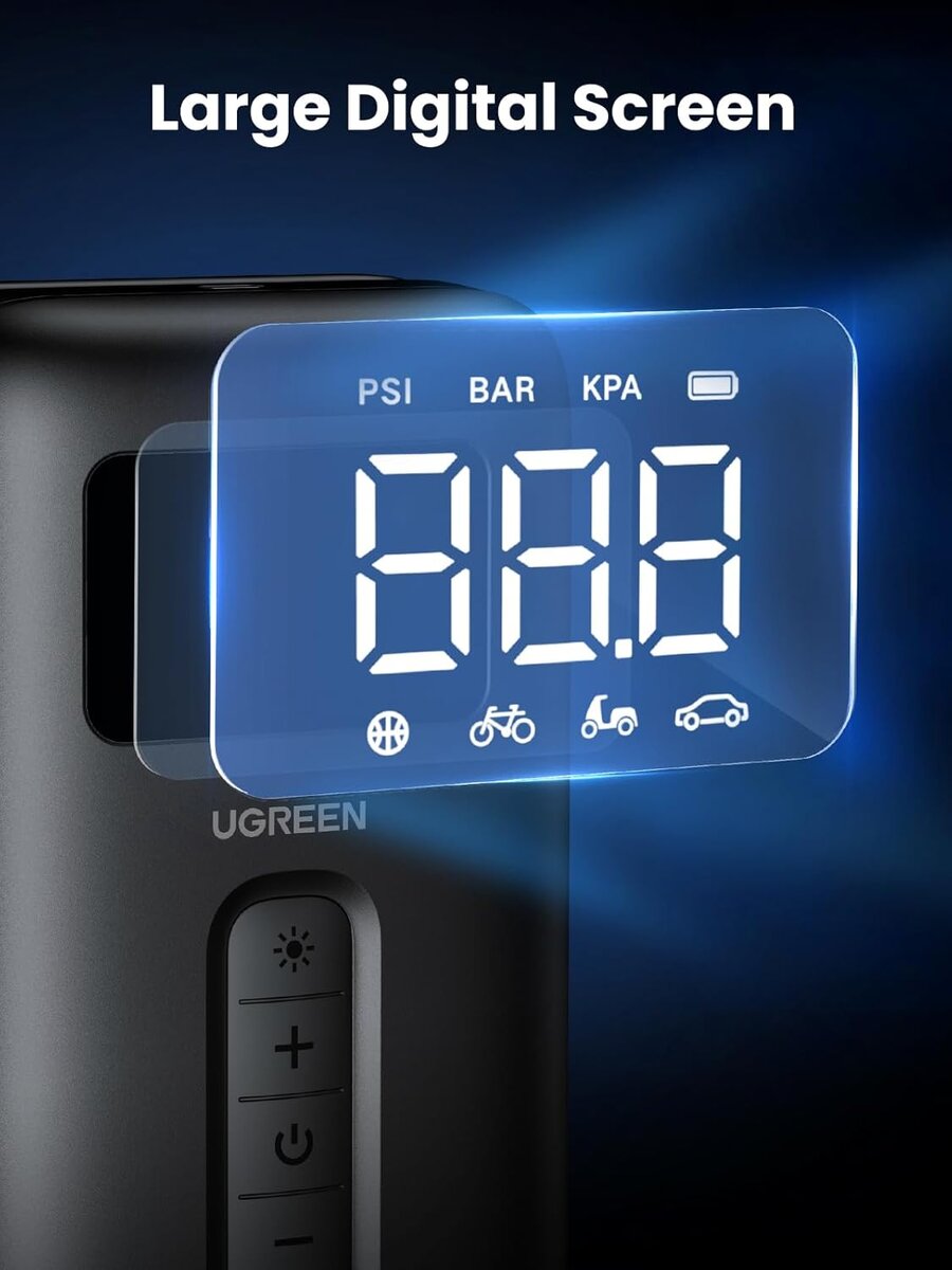 Автомобільний насос UGREEN Portable Tire Inflator (UGR-15951) на картинке №4