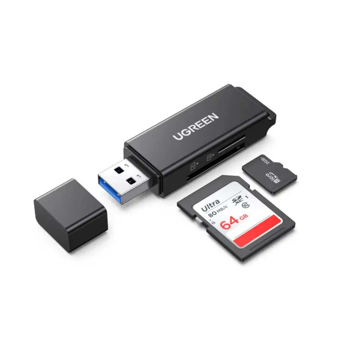 Картрідер UGREEN USB 3.0 to TF + SD Dual Card Reader (Black) (UGR-40752) Фотографія №2 Картрідер UGREEN USB 3.0 to TF + SD Dual Card Reader (Black) (UGR-40752) на малюнкі №2