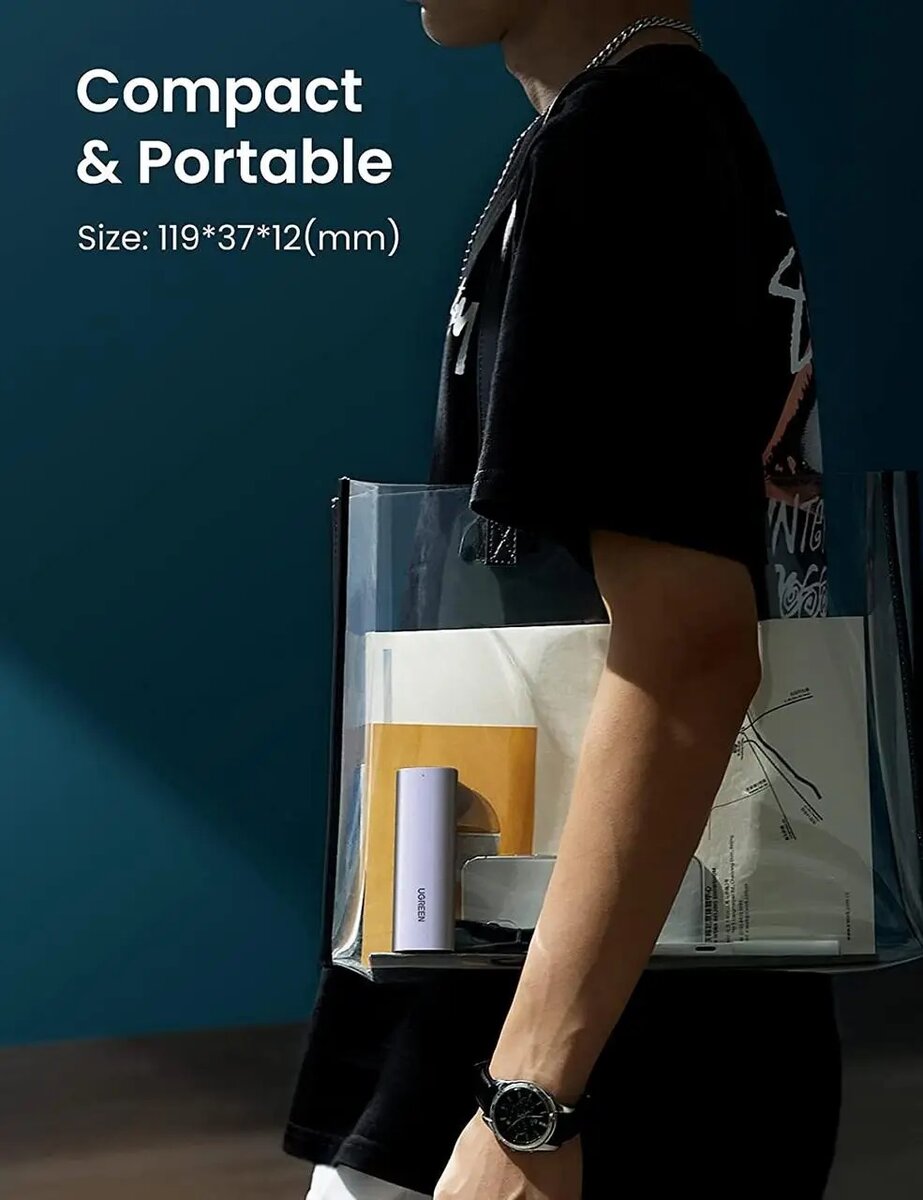 Зовнішня кишеня для накопичувача UGREEN USB-C to M.2 NGFF 5G Enclosure A TO C Cable 50cm на малюнкі №4