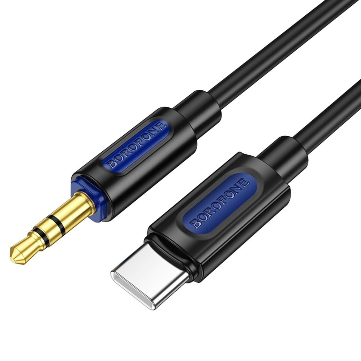 Аудіокабель BOROFONE BL20 True sound silicone digital audio conversion cable Type-C Black Фотографія №1 Аудіокабель BOROFONE BL20 True sound silicone digital audio conversion cable Type-C Black на малюнкі №1