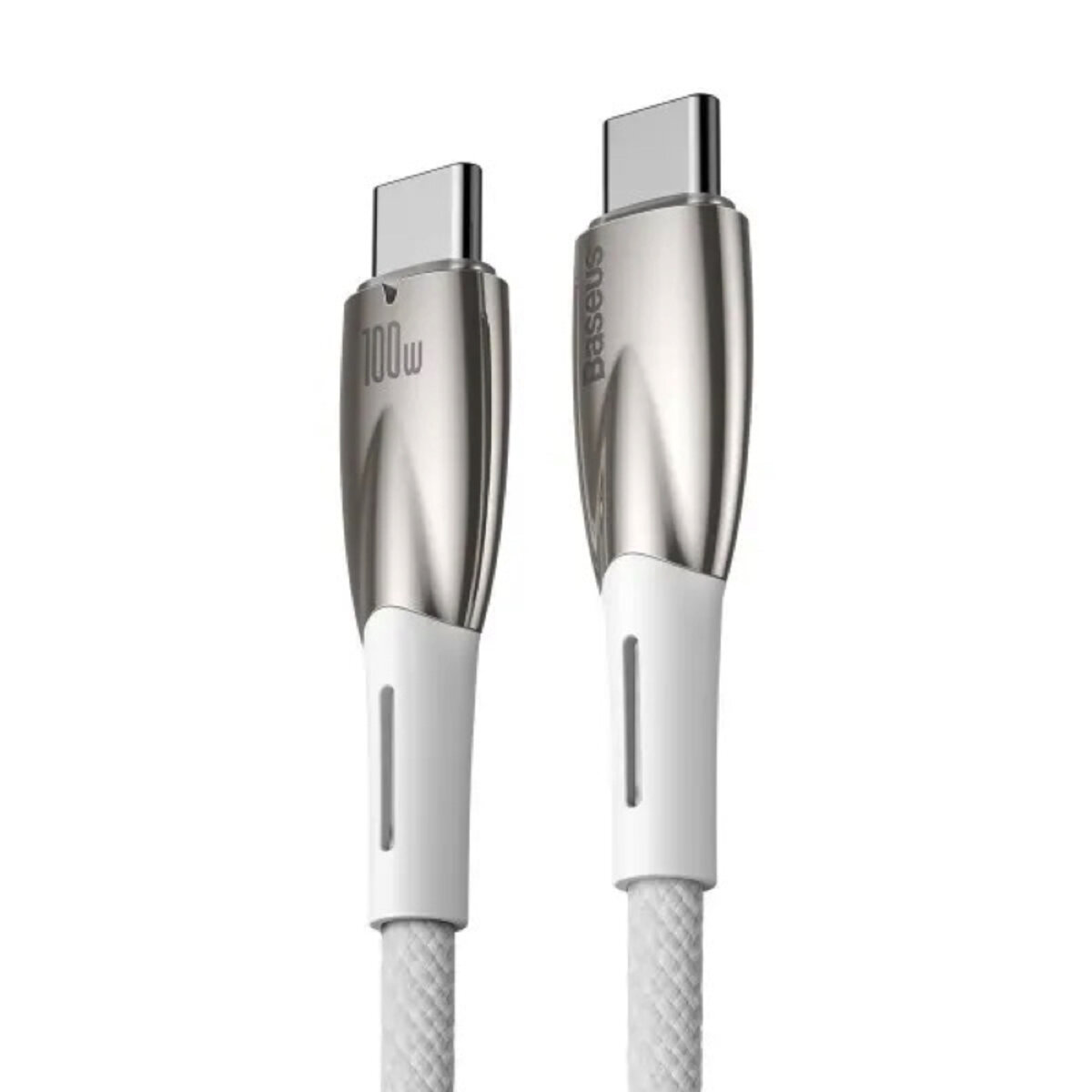 Кабель Baseus Glimmer Series Fast Charging Data Cable Type-C to Type-C 100W 2m White (CADH000802) на картинке №7