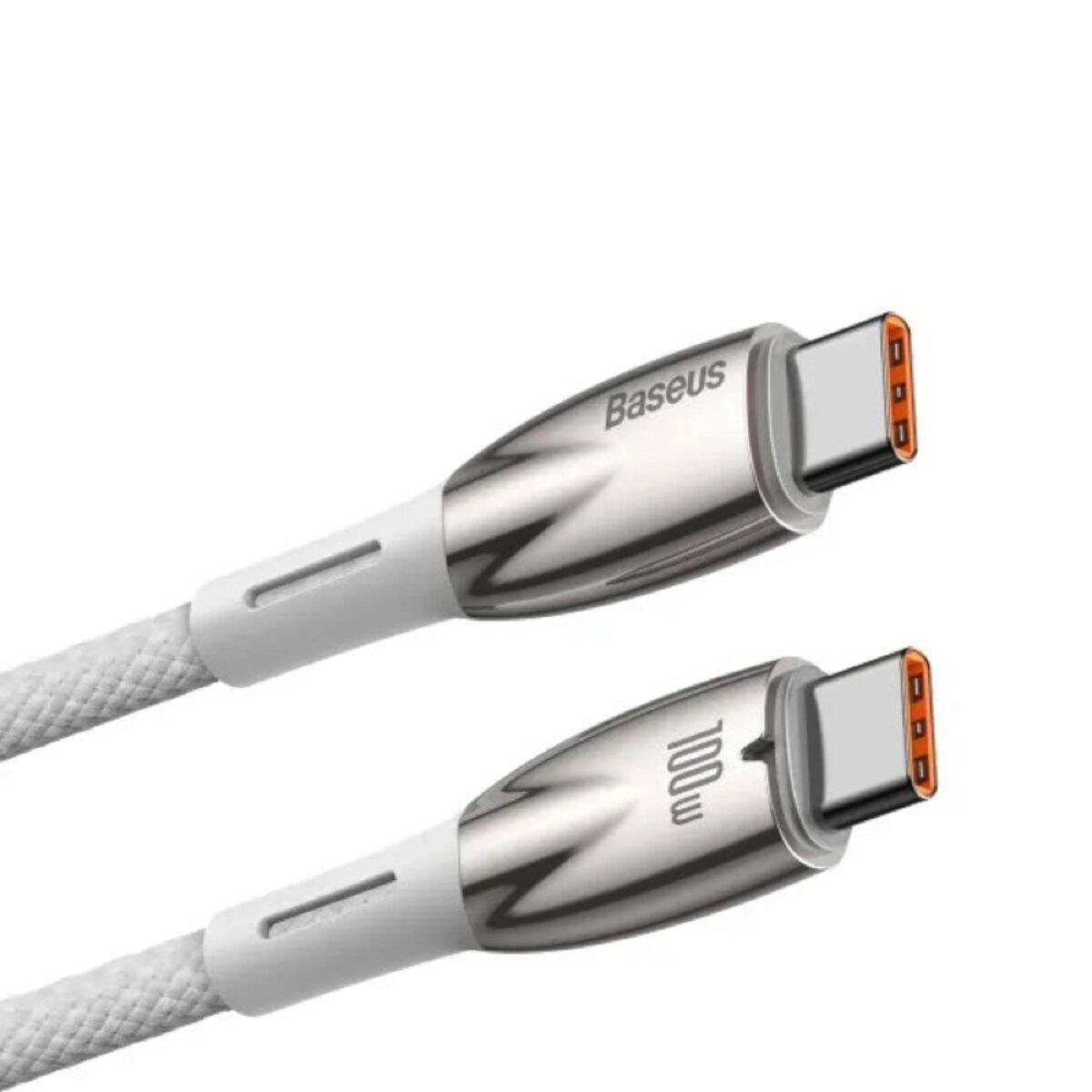 Кабель Baseus Glimmer Series Fast Charging Data Cable Type-C to Type-C 100W 2m White (CADH000802) на картинке №4