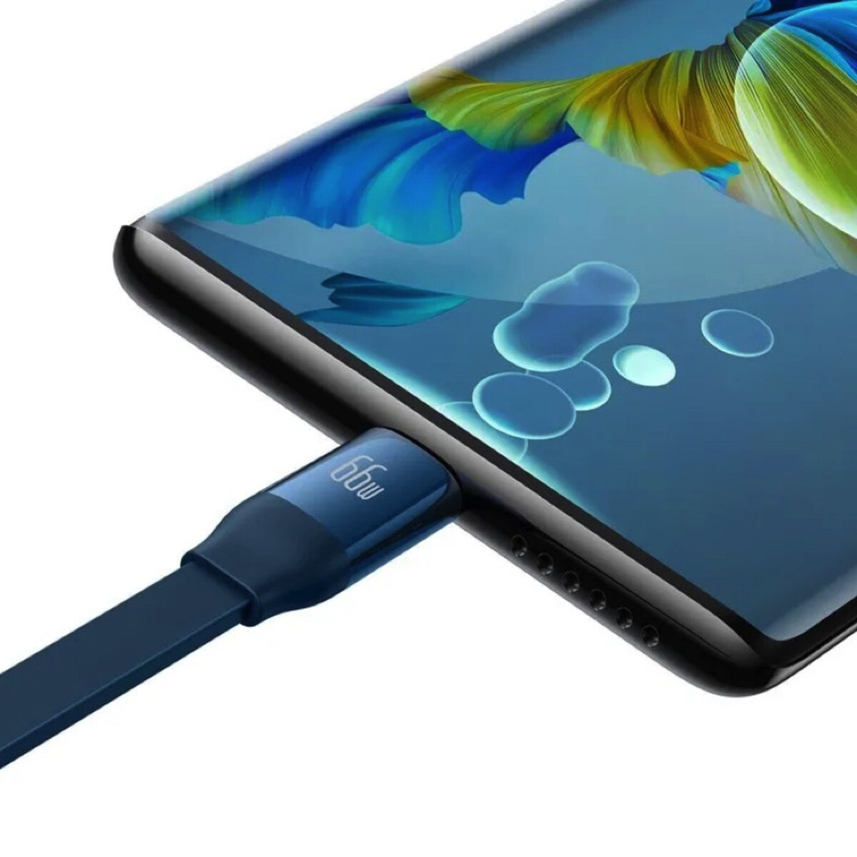 Кабель Baseus Bright Mirror 2 Series Retractable 3-in-1 Fast Charging  Data Cable USB to M+L+C 66W 1.1m Blue (CAMJ010103) на малюнкі №4