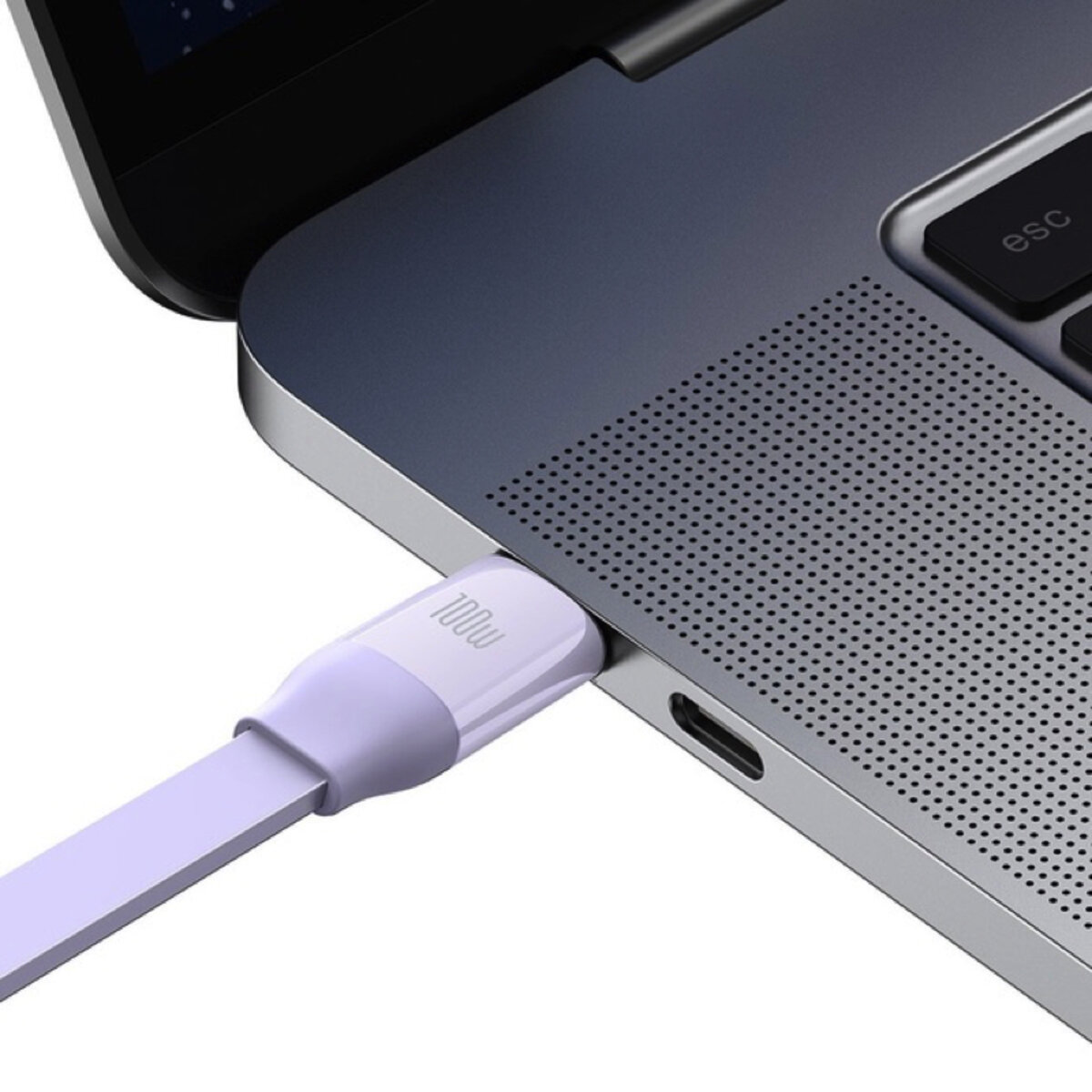 Кабель Baseus Bright Mirror 2 Series Retractable 3-in-1 Fast Charging  Data Cable Type-C to M+L+C 100W 1.1m Purple (CAMJ010205) на картинке №4