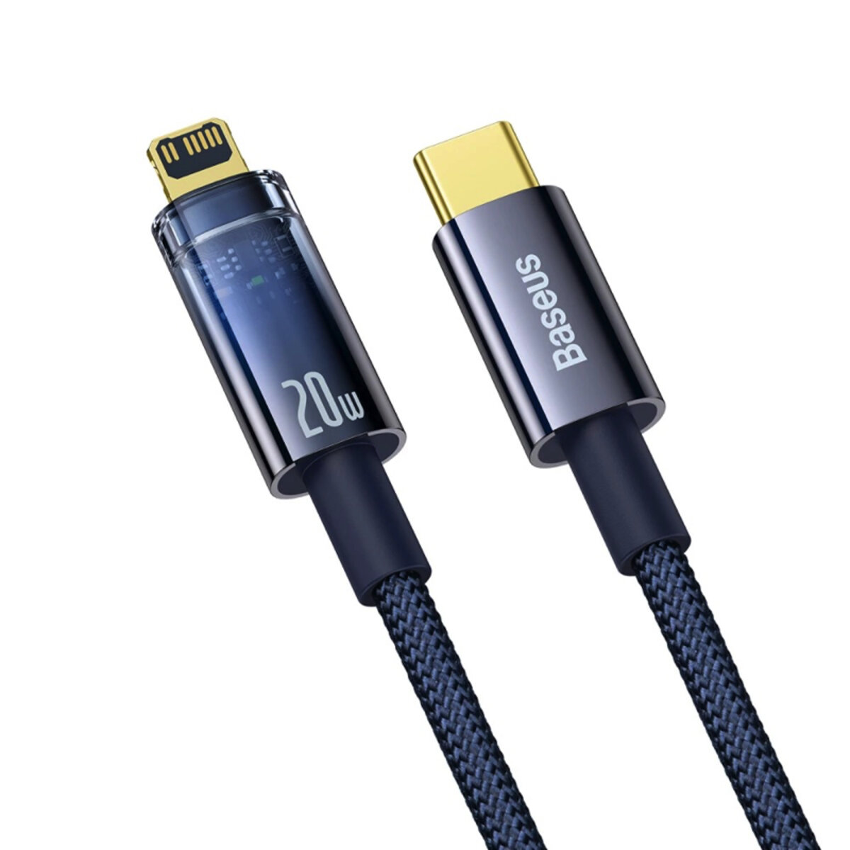 Кабель Baseus Explorer Series Auto Power-Off Fast Charging Data Cable Type-C to IP 20W 1m Blue (CATS000003) на картинке №3