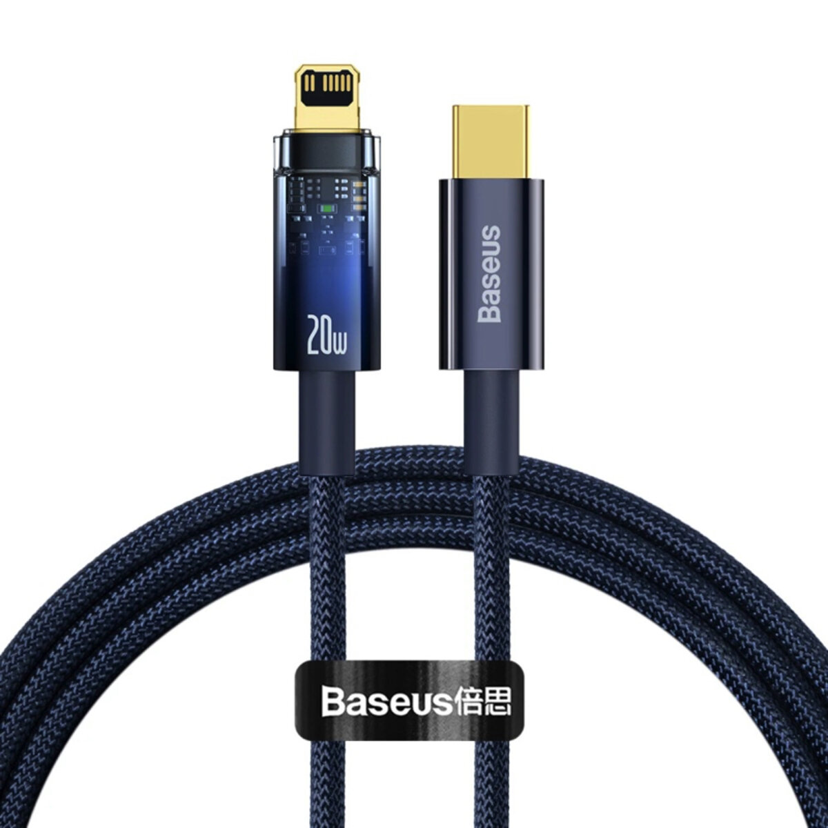 Кабель Baseus Explorer Series Auto Power-Off Fast Charging Data Cable Type-C to IP 20W 1m Blue (CATS000003) на картинке №1