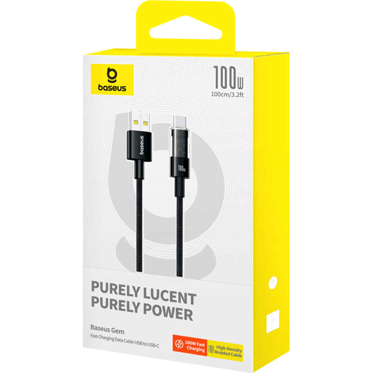 Кабель Baseus Gem Fast-Charging Data Cable USB to USB-C 100W 2m Cluster Black (P10373002111-01) Зображення №2 Кабель Baseus Gem Fast-Charging Data Cable USB to USB-C 100W 2m Cluster Black (P10373002111-01) дивитися фото №2