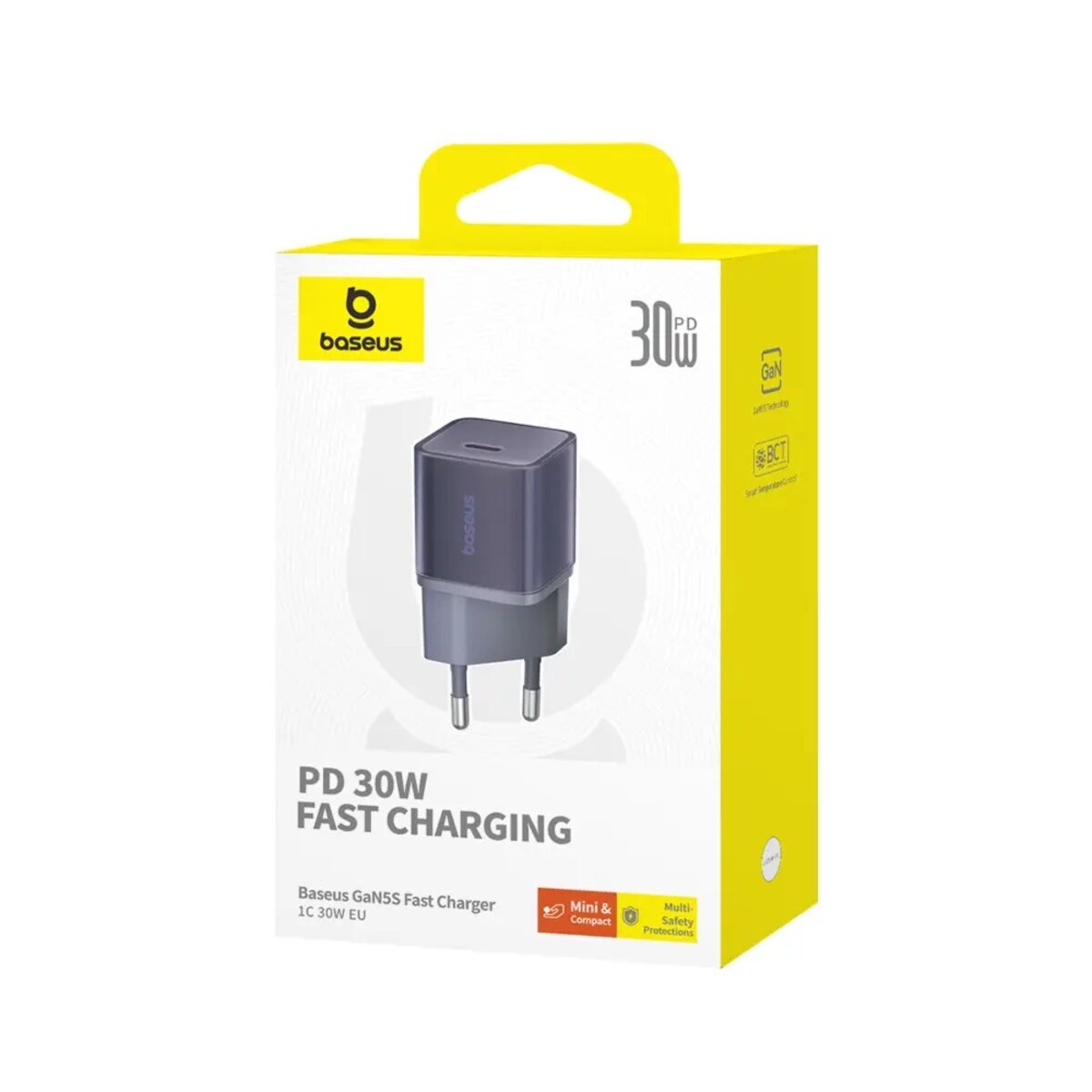 Мережевий зарядний пристрій Baseus  GaN5 Fast Charger(mini) 1C 30W EU Purple (CCGN070705) на картинке №2