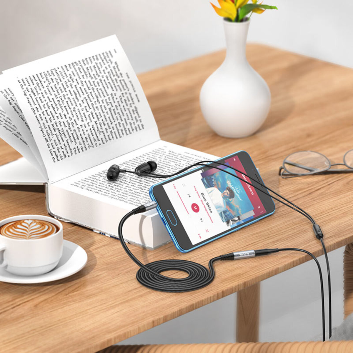 Аудiокабель HOCO UPA20 3.5 audio extension cable male to female (L=2M) Metal Gray (6931474762160) на малюнкі №8