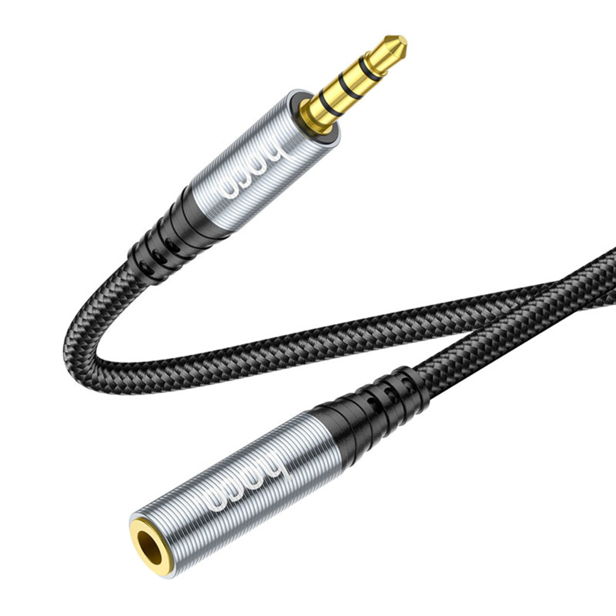 Аудiокабель HOCO UPA20 3.5 audio extension cable male to female (L=2M) Metal Gray (6931474762160) на малюнкі №4