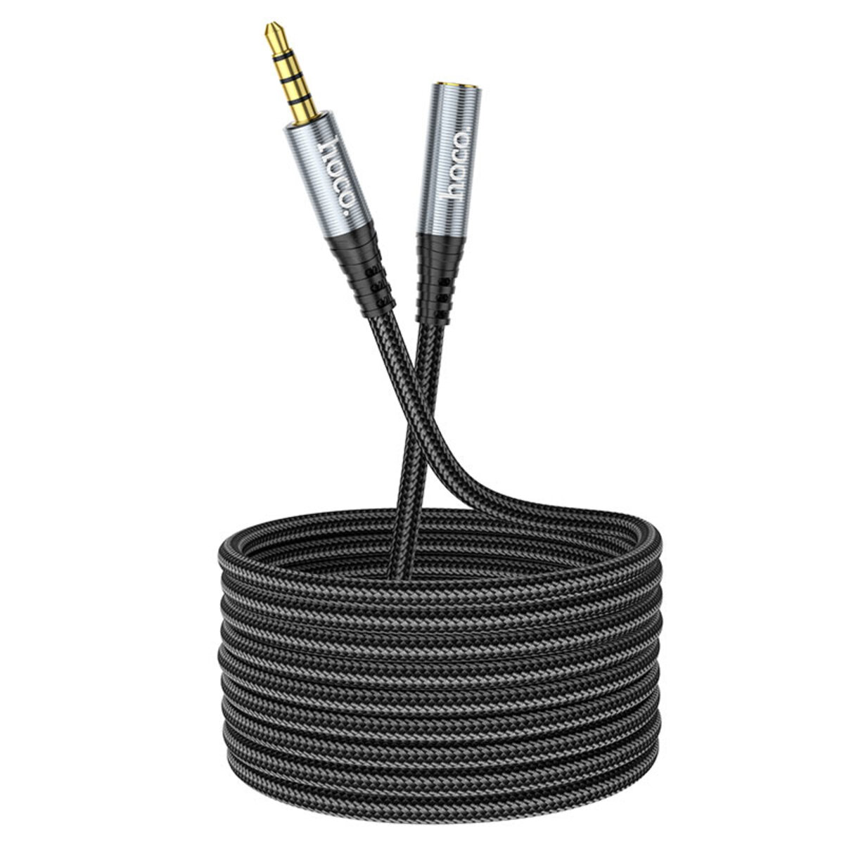 Аудiокабель HOCO UPA20 3.5 audio extension cable male to female (L=2M) Metal Gray (6931474762160) на малюнкі №6
