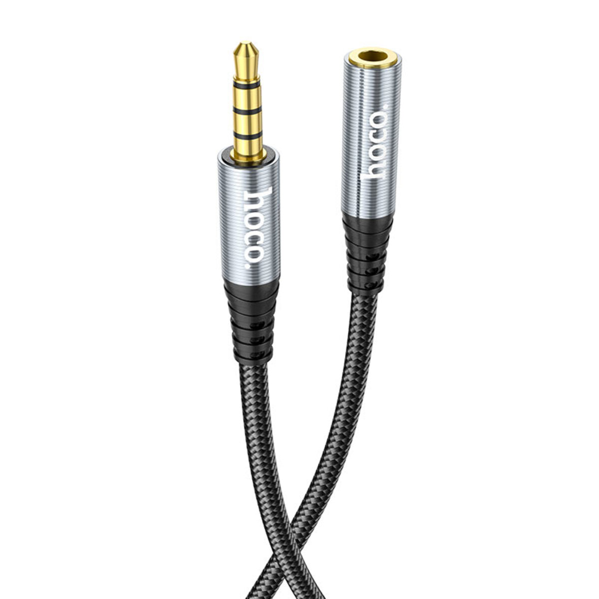 Аудiокабель HOCO UPA20 3.5 audio extension cable male to female (L=2M) Metal Gray (6931474762160) на малюнкі №1