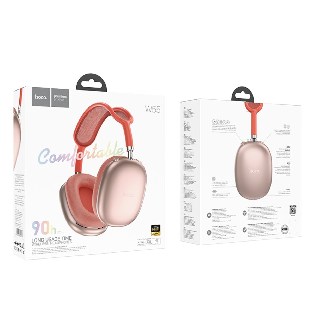 Бездротові навушники HOCO W55 Pleasing BT headphones Pink на малюнкі №2