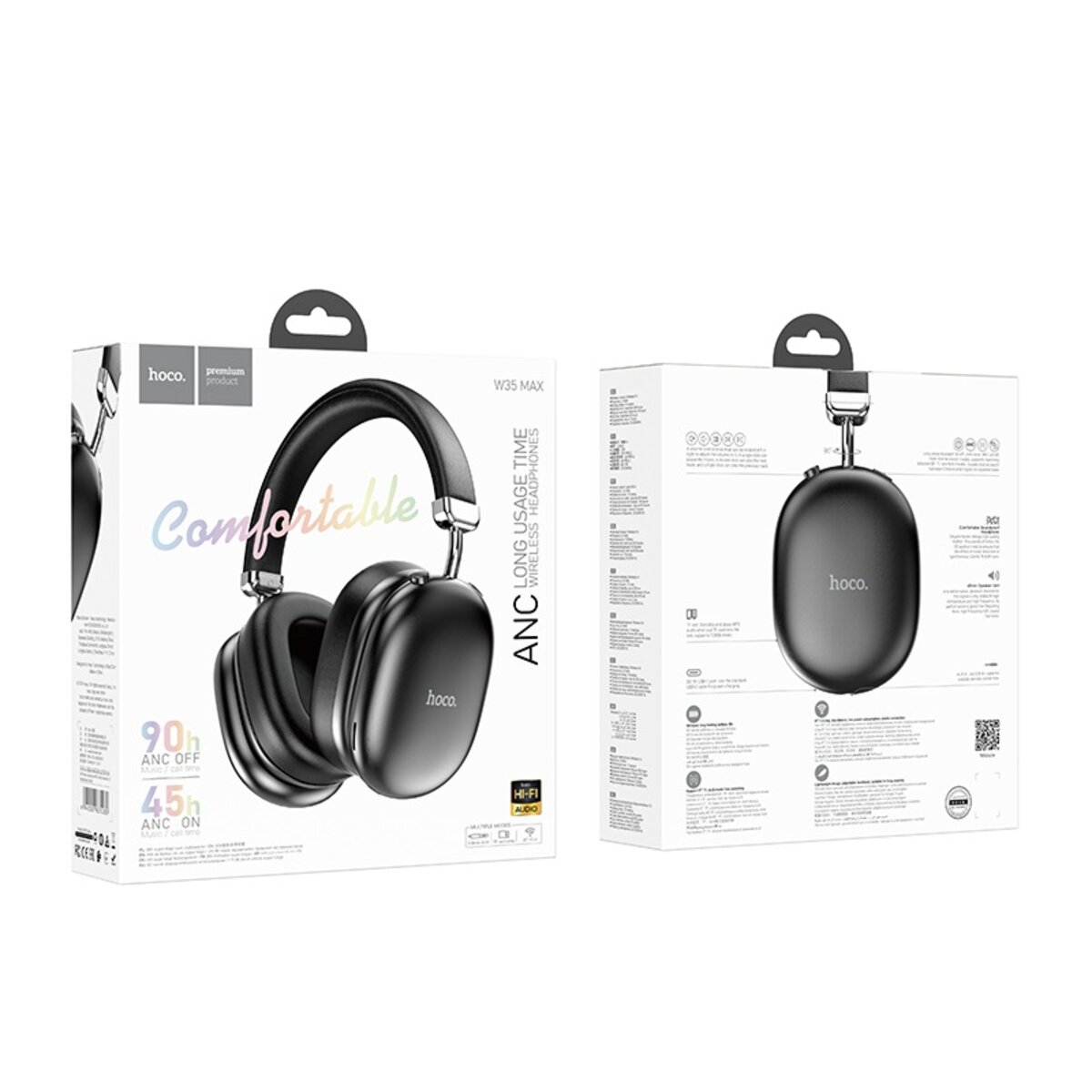 Навушники HOCO W35 Max Auspicious ANC noise reduction BT headphones Black (6942007631280) смотреть фото №2