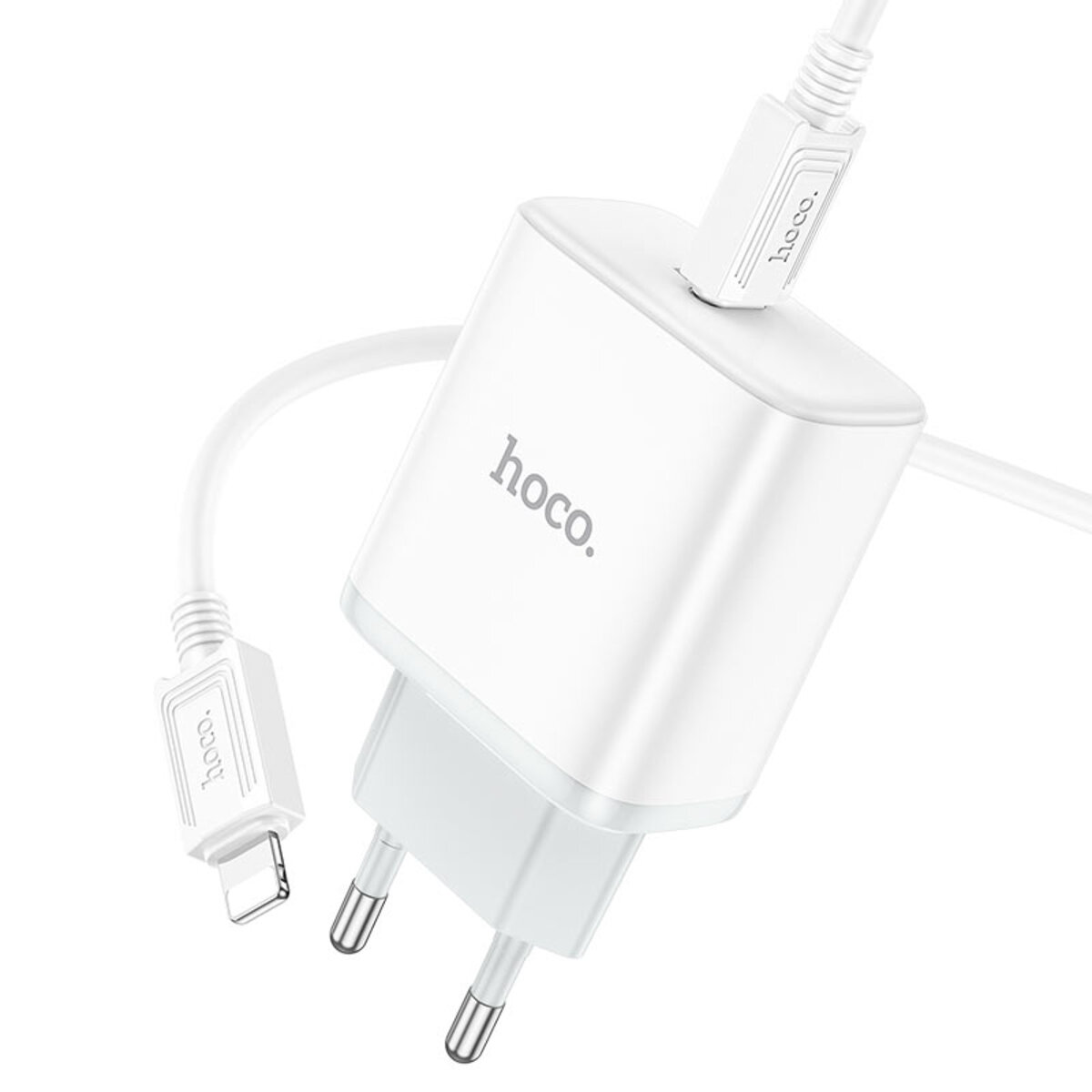 Мережевий зарядний пристрій HOCO C104A Stage single port PD20W charger set (C to iP)(EU) White на картинке №3