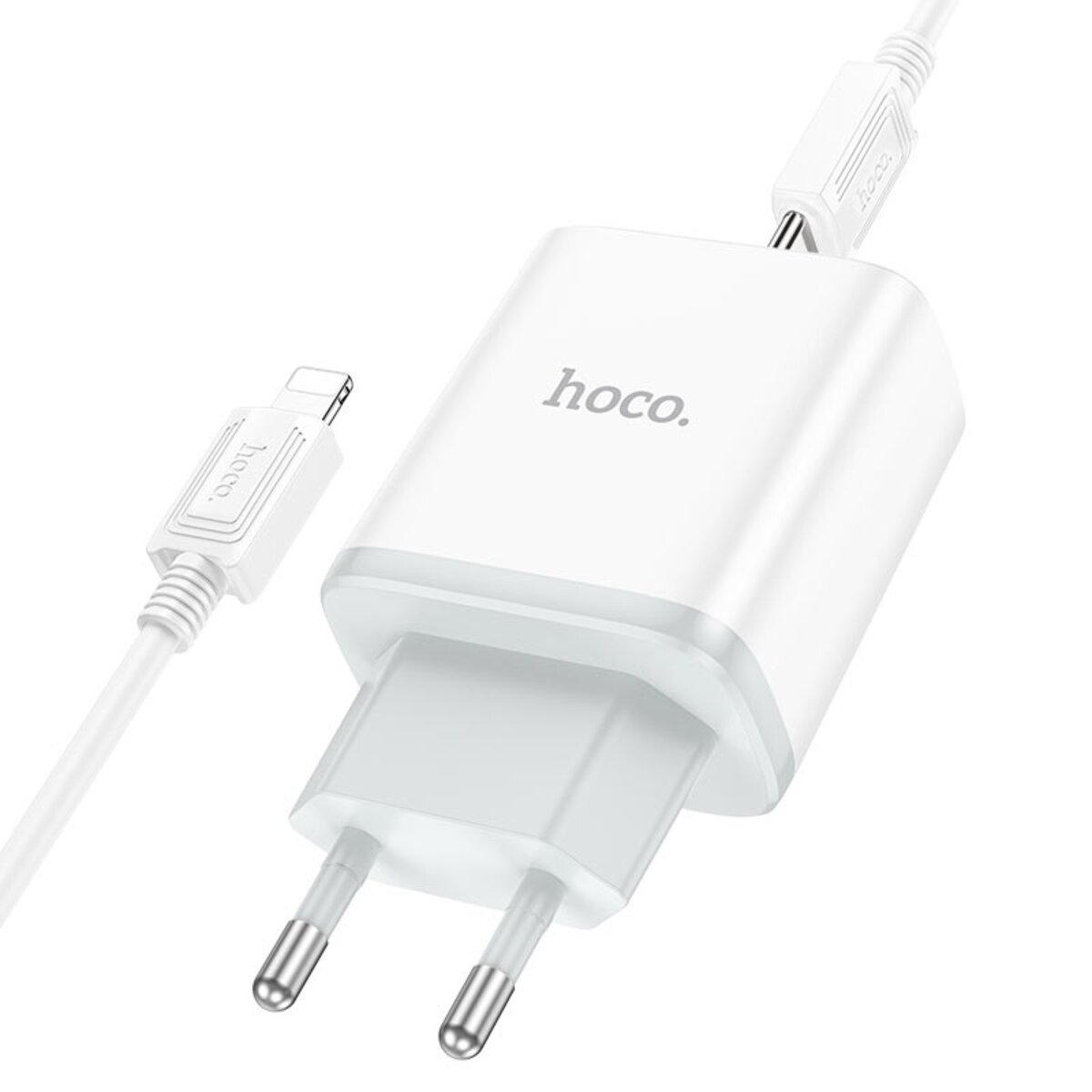 Мережевий зарядний пристрій HOCO C104A Stage single port PD20W charger set (C to iP)(EU) White на картинке №1