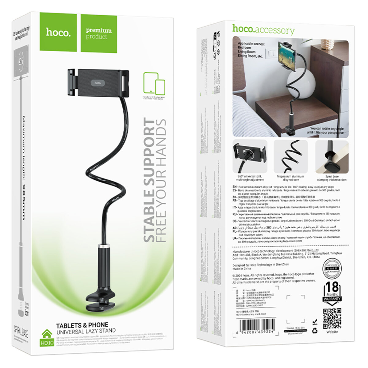 Тримач для телефона HOCO HD10 Bamboo lazy stand Black на малюнкі №2