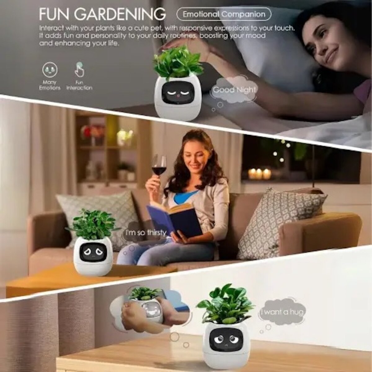 Інтерактивний розумний горщик для рослин Ivy Smart Planter Tuya AI, Green на картинке №8