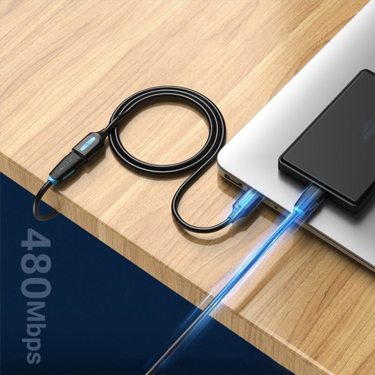 Кабель Vention USB 2.0 A Male to A Female Extension Cable 5M black PVC Type (CBIBJ) Фотографія №4 Кабель Vention USB 2.0 A Male to A Female Extension Cable 5M black PVC Type (CBIBJ) на малюнкі №4