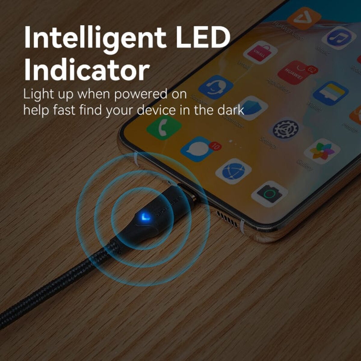 Кабель Vention Nylon Braided USB 2.0 C Male to C Male 3A Cable 2M Black LED Type (TAUBH) на картинке №3