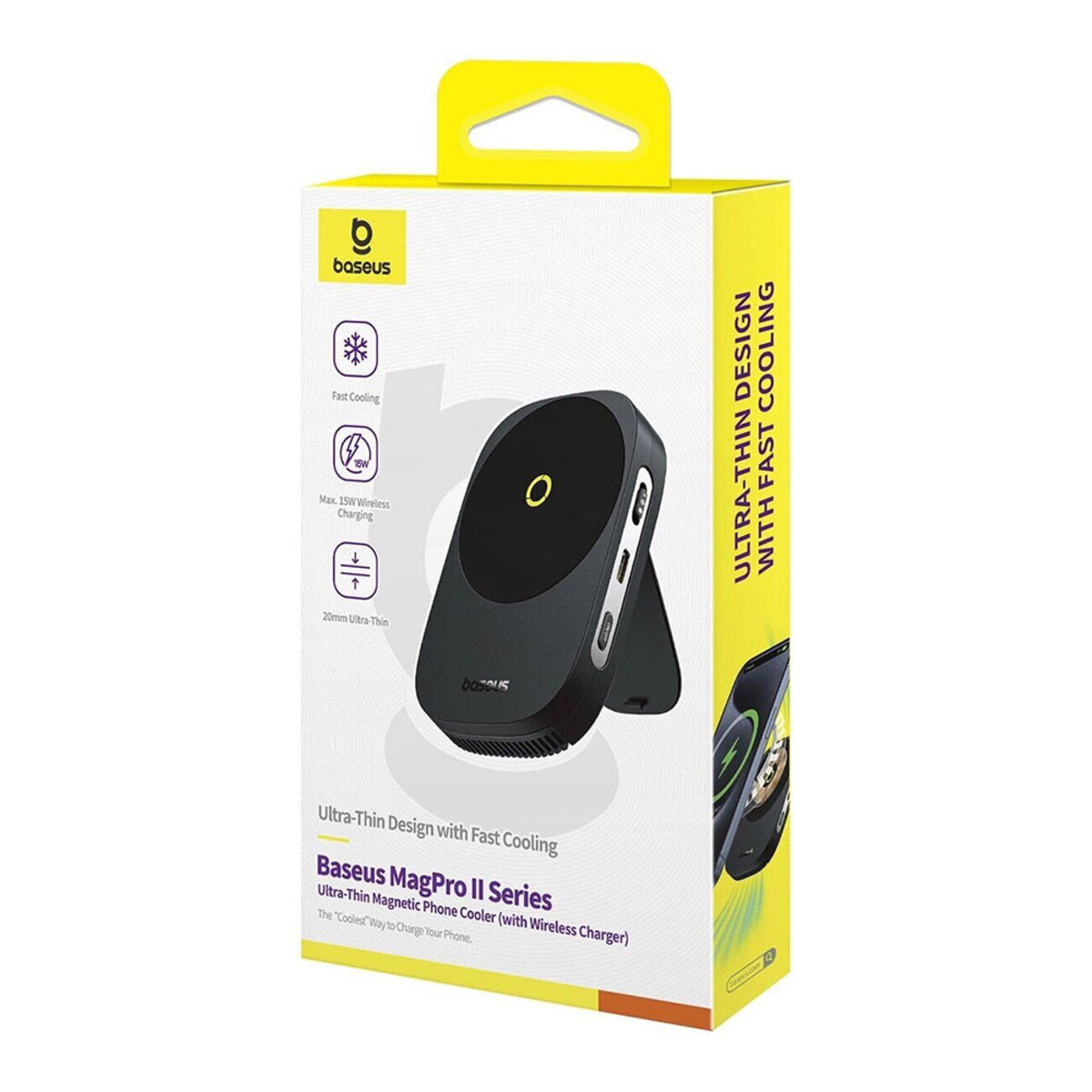 Бездротовий зарядний пристрій з кулером для мобільного Baseus MagPro II Series Ultra-Thin Magnetic Phone Cooler (with Wireless Charger) Cosmic Black на малюнкі №2