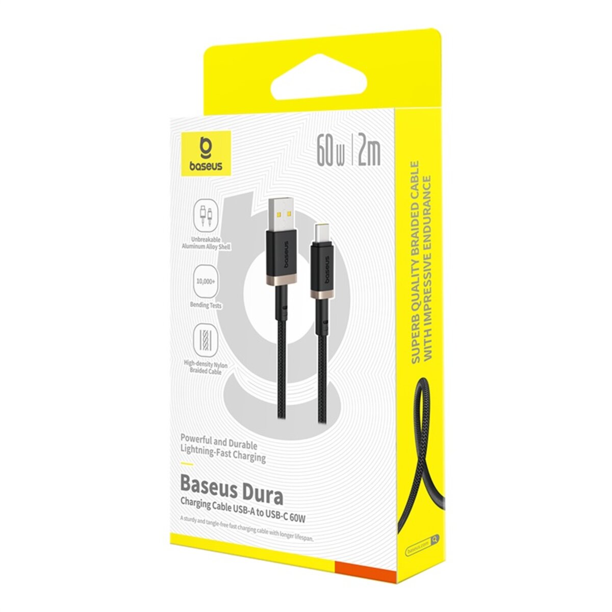 Кабель Baseus Dura Series Fast Charging Cable USB to Type-C 60W 2m Gold+Black на малюнкі №2