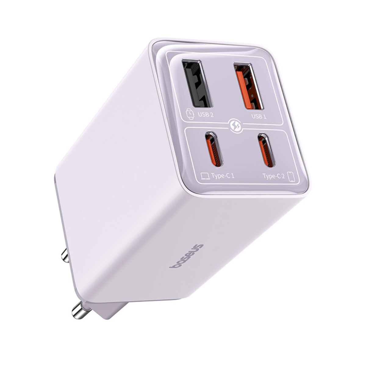 Мережевий зарядний пристрій Baseus GaN6 Pro Fast Charger 2C+2U 65W EU Star Purple(With:Mini White Cable Type-C to Type-C 100W(20V/5A) 1m Star Purple） на малюнкі №3