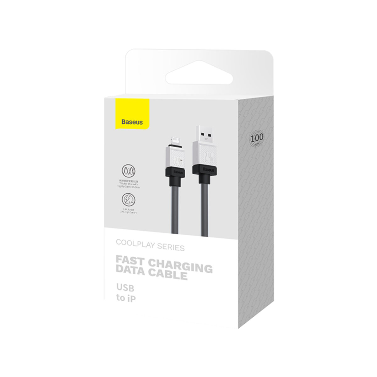 Кабель Baseus CoolPlay Series Fast Charging Cable USB to iP 2.4A 1m Black (CAKW000401) на картинке №2