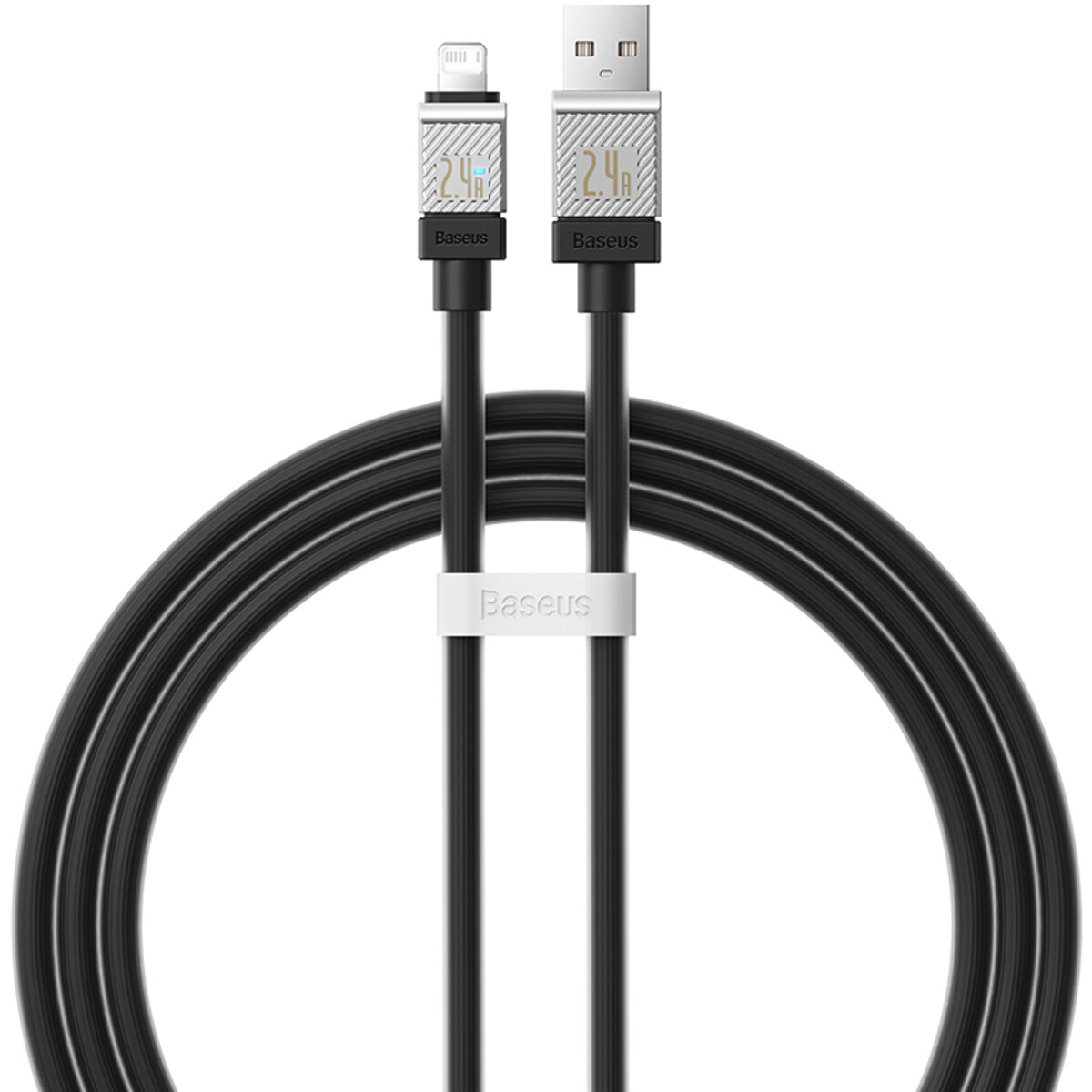 Кабель Baseus CoolPlay Series Fast Charging Cable USB to iP 2.4A 1m Black (CAKW000401) на картинке №1