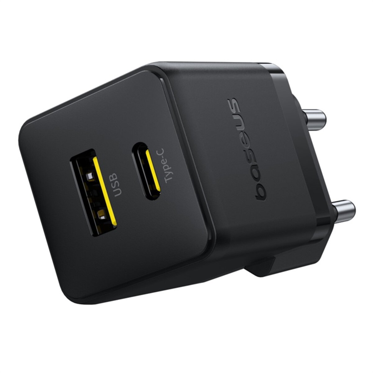 Мережевий зарядник пристрій Baseus Palm Fast Charger C+U 30W EU Cluster Black (with Baseus Mini White Cable USB-C to USB-C 60W (20V/3A) 1m) (P1011160A113-01) на картинке №5