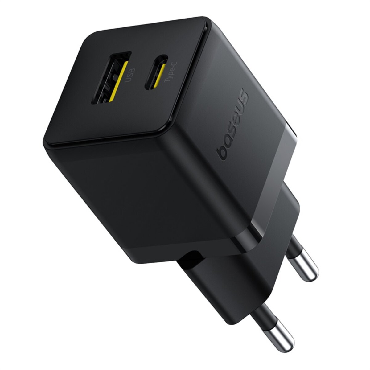 Мережевий зарядник пристрій Baseus Palm Fast Charger C+U 30W EU Cluster Black (with Baseus Mini White Cable USB-C to USB-C 60W (20V/3A) 1m) (P1011160A113-01) на картинке №6