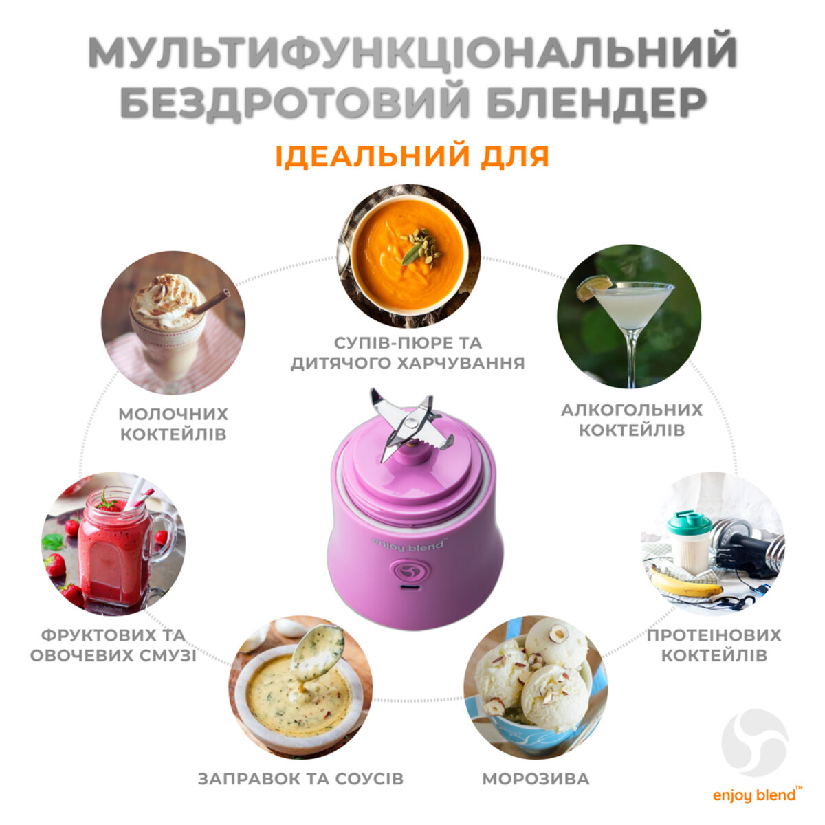 Портативний блендер ENJOY BLEND 63738436 ліловий (фіолетовий) (63738436) на картинке №4